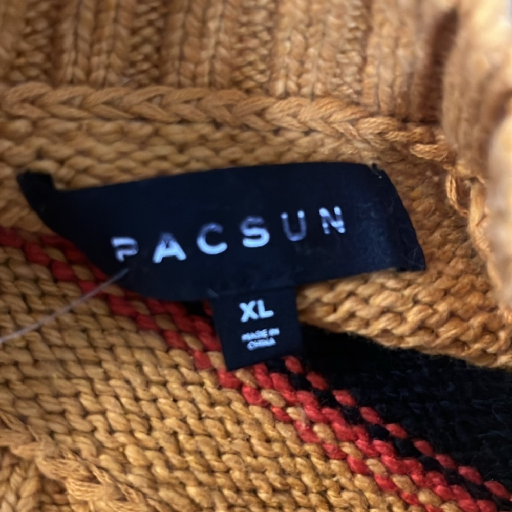 Pacsun Striped Knit Sweater Black, Red, Yellow new with tag XL  Nothing is Real - Picture 7 of 15